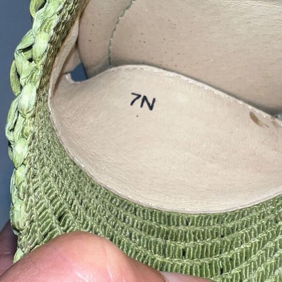 David Tate Womens Slip On Woven Strap Square Toe Wedge Heel Sandals Green Size 7 - Picture 8 of 8